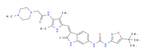 N-[5-[(Z)-[6-[[[[5-(1,1-Dimethylethyl)-3-isoxazolyl]amino]carbonyl]amino]-1,2-dihydro-2-oxo-3H-indol-3-ylidene]methyl]-2,4-dimethyl-1H-pyrrol-3-yl]-4-methyl-1-piperazineacetamide (ACI)