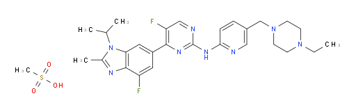2-Pyrimidinamine, N-[5-[(4-ethyl-1-piperazinyl)methyl]-2-pyridinyl]-5-fluoro-4-[4-fluoro-2-methyl-1-(1-methylethyl)-1H-benzimidazol-6-yl]-, methanesulfonate (1:1)