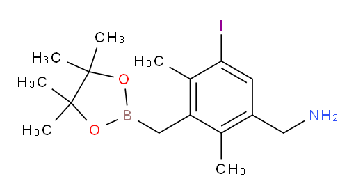1-{5-iodo-2,4-dimethyl-3-[(4,4,5,5-tetramethyl-1,3,2-dioxaborolan-2-yl)methyl]phenyl}methanamine