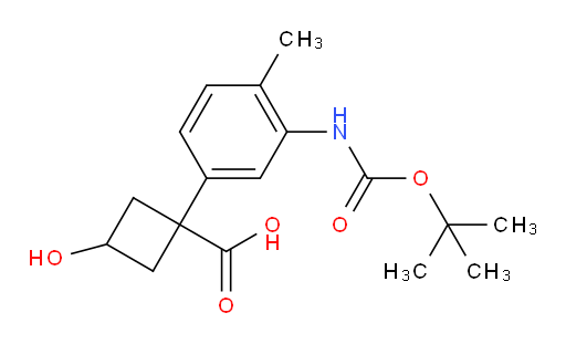 1-(3-{[(tert-butoxy)carbonyl]amino}-4-methylphenyl)-3-hydroxycyclobutane-1-carboxylic acid