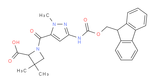 1-[3-({[(9H-fluoren-9-yl)methoxy]carbonyl}amino)-1-methyl-1H-pyrazole-5-carbonyl]-3,3-dimethylazetidine-2-carboxylic acid