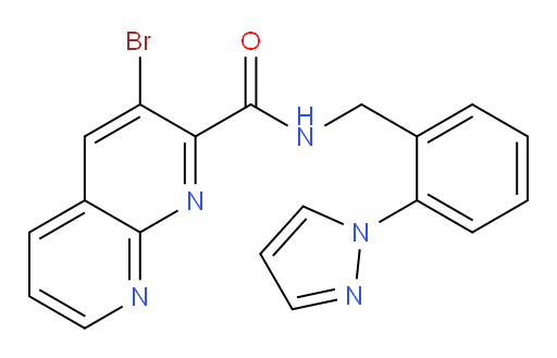 N-(2-(1H-pyrazol-1-yl)benzyl)-3-bromo-1,8-naphthyridine-2-carboxamide