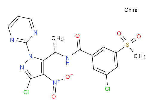 (S)-3-chloro-N-(1-(3-chloro-4-nitro-1-(pyrimidin-2-yl)-1H-pyrazol-5-yl)ethyl)-5-(methylsulfonyl)benzamide