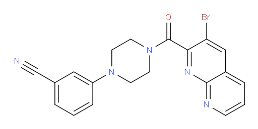 3-(4-(3-bromo-1,8-naphthyridine-2-carbonyl)piperazin-1-yl)benzonitrile