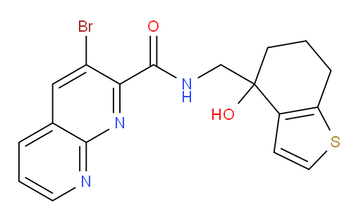 3-bromo-N-((4-hydroxy-4,5,6,7-tetrahydrobenzo[b]thiophen-4-yl)methyl)-1,8-naphthyridine-2-carboxamide