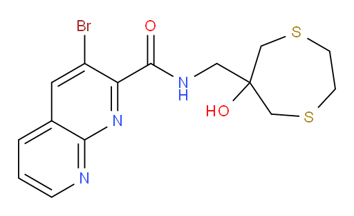 3-bromo-N-((6-hydroxy-1,4-dithiepan-6-yl)methyl)-1,8-naphthyridine-2-carboxamide