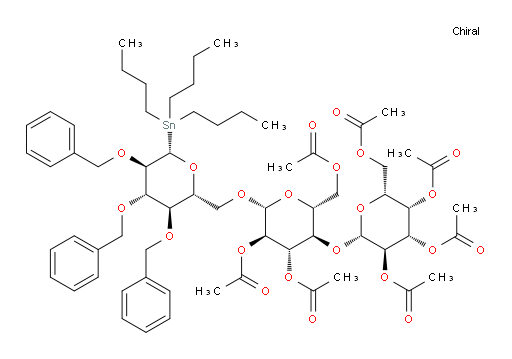 (2R,3S,4S,5R,6S)-2-(acetoxymethyl)-6-(((2R,3R,4S,5R,6R)-4,5-diacetoxy-2-(acetoxymethyl)-6-(((2R,3R,4S,5R,6S)-3,4,5-tris(benzyloxy)-6-(tributylstannyl)tetrahydro-2H-pyran-2-yl)methoxy)tetrahydro-2H-pyran-3-yl)oxy)tetrahydro-2H-pyran-3,4,5-triyl triacetate