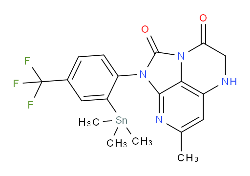7-methyl-1-(4-(trifluoromethyl)-2-(trimethylstannyl)phenyl)-4,5-dihydro-1H-1,2a,5,8-tetraazaacenaphthylene-2,3-dione