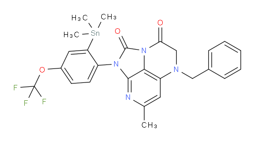 5-benzyl-7-methyl-1-(4-(trifluoromethoxy)-2-(trimethylstannyl)phenyl)-4,5-dihydro-1H-1,2a,5,8-tetraazaacenaphthylene-2,3-dione