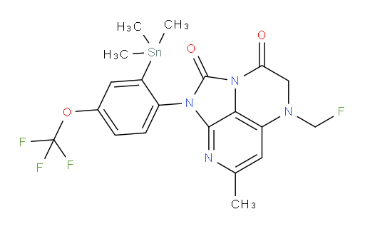 5-(fluoromethyl)-7-methyl-1-(4-(trifluoromethoxy)-2-(trimethylstannyl)phenyl)-4,5-dihydro-1H-1,2a,5,8-tetraazaacenaphthylene-2,3-dione