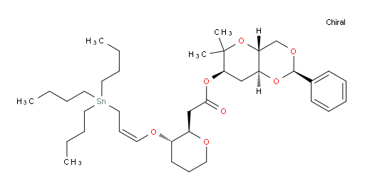(2R,4aR,7R,8aS)-6,6-dimethyl-2-phenylhexahydropyrano[3,2-d][1,3]dioxin-7-yl 2-((2R,3S)-3-(((Z)-3-(tributylstannyl)prop-1-en-1-yl)oxy)tetrahydro-2H-pyran-2-yl)acetate