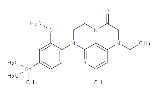 1-ethyl-6-(2-methoxy-4-(trimethylstannyl)phenyl)-8-methyl-1,2,5,6-tetrahydro-1,3a,6,7-tetraazaphenalen-3(4H)-one