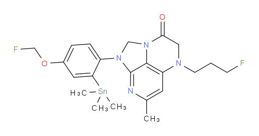 1-(4-(fluoromethoxy)-2-(trimethylstannyl)phenyl)-5-(3-fluoropropyl)-7-methyl-4,5-dihydro-1H-1,2a,5,8-tetraazaacenaphthylen-3(2H)-one