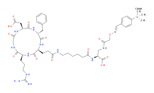 (S)-2-(6-(3-((2S,5S,11S,14R)-14-benzyl-11-(carboxymethyl)-5-(3-guanidinopropyl)-3,6,9,12,15-pentaoxo-1,4,7,10,13-pentaazacyclopentadecan-2-yl)propanamido)hexanamido)-3-(2-(((E)-(4-(trimethylstannyl)benzylidene)amino)oxy)acetamido)propanoic acid