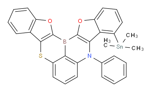 9-phenyl-10-(trimethylstannyl)-9H-14,15-dioxa-5-thia-9-aza-14b-boradiindeno[2,1-a:1',2'-j]phenalene