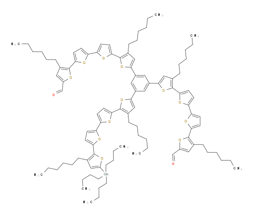 5''',5'''''''-(5-(3,3'''-二己基-5'''-(三丁基锡基)-[2,2':5',2'':5'',2'''-quater噻吩]-5-基)-1,3-苯基ene)双(3,3'''-二己基-[2,2':5',2'':5'',2'''-qua三联噻吩]-5-甲醛)