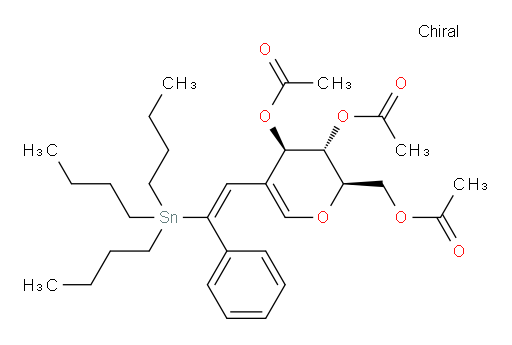 (2R,3S,4R)-2-(acetoxymethyl)-5-((E)-2-phenyl-2-(tributylstannyl)vinyl)-3,4-dihydro-2H-pyran-3,4-diyl diacetate