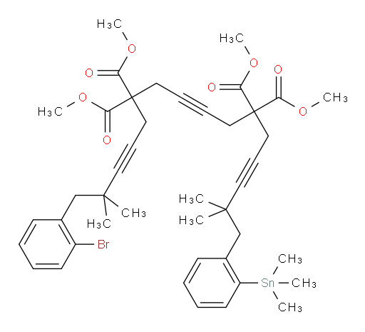 tetramethyl 1-(2-bromophenyl)-2,2,15,15-tetramethyl-16-(2-(trimethylstannyl)phenyl)hexadeca-3,8,13-triyne-6,6,11,11-tetracarboxylate