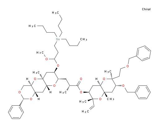 (2R)-(2R,3S,4aR,6S,7R,8aS)-7-(benzyloxy)-6-(2-(benzyloxy)ethyl)-2,6,8a-trimethyl-2-vinyloctahydropyrano[3,2-b]pyran-3-yl 3-((2R,4aR,5aS,7R,8S,9aR,10aS)-7-(1-methoxy-3-(tributylstannyl)propoxy)-5a-methyl-2-phenyloctahydro-4H-pyrano[2',3':5,6]pyrano[3,2-d][1,3]dioxin-8-yl)-2-methylpropanoate