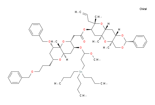 (2R,4aR,5aS,7R,8S,9aR,10aS)-8-allyl-4a,5a,8-trimethyl-2-phenyloctahydro-4H-pyrano[2',3':5,6]pyrano[3,2-d][1,3]dioxin-7-yl 2-((2R,3S,4aR,6R,8S,8aS)-8-(benzyloxy)-6-(3-(benzyloxy)propyl)-3-(1-methoxy-3-(tributylstannyl)propoxy)-8a-methyloctahydropyrano[3,2-b]pyran-2-yl)acetate