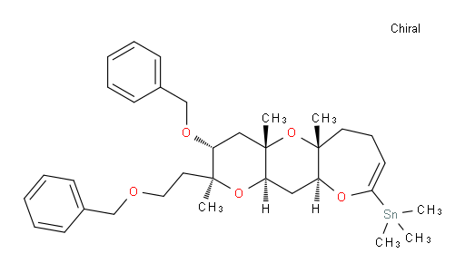((2S,3R,4aS,5aR,10aS,11aR)-3-(benzyloxy)-2-(2-(benzyloxy)ethyl)-2,4a,5a-trimethyl-2,3,4,4a,5a,6,7,10a,11,11a-decahydropyrano[2',3':5,6]pyrano[3,2-b]oxepin-9-yl)trimethylstannane