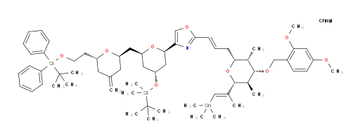 4-((2R,4R,6R)-4-((tert-butyldimethylsilyl)oxy)-6-(((2R,6R)-6-(2-((tert-butyldiphenylsilyl)oxy)ethyl)-4-methylenetetrahydro-2H-pyran-2-yl)methyl)tetrahydro-2H-pyran-2-yl)-2-((E)-3-((2R,3S,4S,5R,6R)-4-((2,4-dimethoxybenzyl)oxy)-3,5-dimethyl-6-((E)-1-(trimethylstannyl)prop-1-en-2-yl)tetrahydro-2H-pyran-2-yl)prop-1-en-1-yl)oxazole