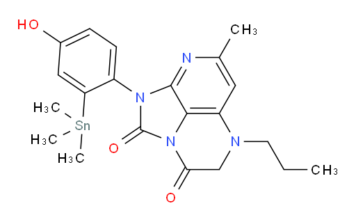 1-(4-hydroxy-2-(trimethylstannyl)phenyl)-7-methyl-5-propyl-4,5-dihydro-1H-1,2a,5,8-tetraazaacenaphthylene-2,3-dione