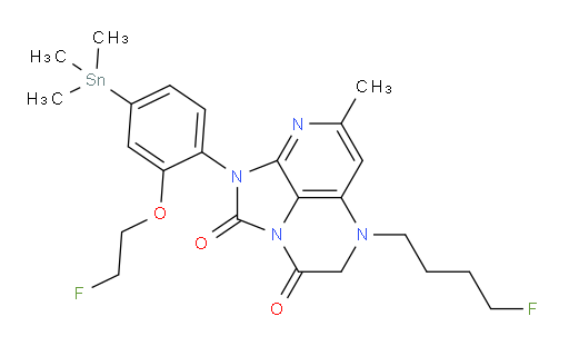 5-(4-fluorobutyl)-1-(2-(2-fluoroethoxy)-4-(trimethylstannyl)phenyl)-7-methyl-4,5-dihydro-1H-1,2a,5,8-tetraazaacenaphthylene-2,3-dione