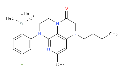 1-butyl-6-(5-fluoro-2-(trimethylstannyl)phenyl)-8-methyl-1,2,5,6-tetrahydro-1,3a,6,7-tetraazaphenalen-3(4H)-one