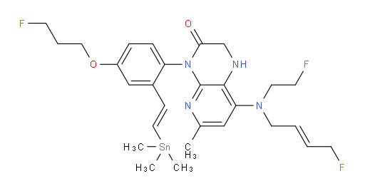 8-(((E)-4-fluorobut-2-en-1-yl)(2-fluoroethyl)amino)-4-(4-(3-fluoropropoxy)-2-((E)-2-(trimethylstannyl)vinyl)phenyl)-6-methyl-1,2-dihydropyrido[2,3-b]pyrazin-3(4H)-one