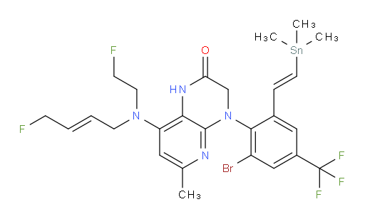 4-(2-bromo-4-(trifluoromethyl)-6-((E)-2-(trimethylstannyl)vinyl)phenyl)-8-(((E)-4-fluorobut-2-en-1-yl)(2-fluoroethyl)amino)-6-methyl-3,4-dihydropyrido[2,3-b]pyrazin-2(1H)-one