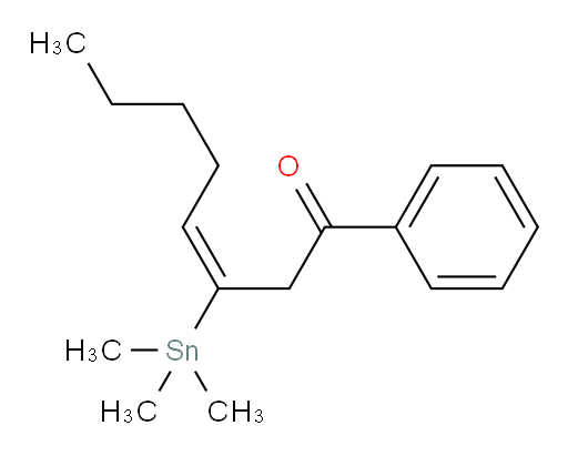 (E)-1-苯基-3-(三甲基锡基)辛-3-烯-1-酮