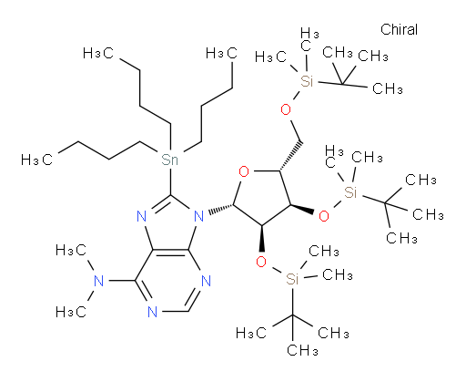 9-((2R,3R,4R,5R)-3,4-双((叔丁基二甲基sil氧基))-5-(((叔丁基二甲基sil氧基))甲基)四氢呋喃-2-基)-N,N-二甲基-8-(三丁基锡基)-9H-嘌呤-6-胺