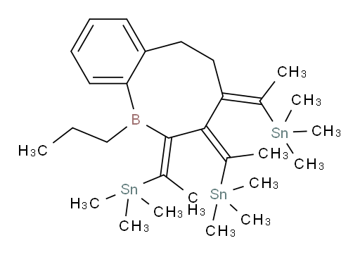 ((1Z,1'E,1''E)-(1-丙基-5,6-二氢苯并[b]borocine-2,3,4(1H)-三亚基)三(乙-1-基-1-亚基))三(三甲基锡烷)