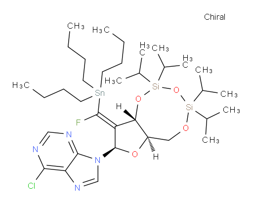6-chloro-9-((6aR,8R,9aS,E)-9-(fluoro(tributylstannyl)methylene)-2,2,4,4-tetraisopropyltetrahydro-6H-furo[3,2-f][1,3,5,2,4]trioxadisilocin-8-yl)-9H-purine