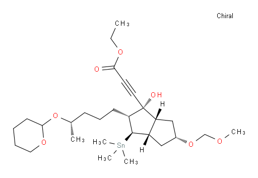 ethyl 3-((1R,2R,3R,3aS,5S,6aR)-1-hydroxy-5-(methoxymethoxy)-2-((4S)-4-((tetrahydro-2H-pyran-2-yl)oxy)pentyl)-3-(trimethylstannyl)octahydropentalen-1-yl)propiolate