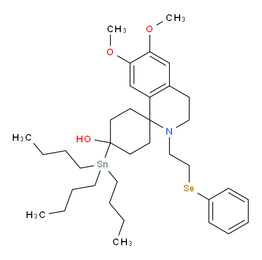 6',7'-dimethoxy-2'-(2-(phenylselanyl)ethyl)-4-(tributylstannyl)-3',4'-dihydro-2'H-spiro[cyclohexane-1,1'-isoquinolin]-4-ol