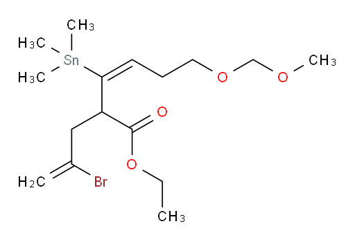 (E)-ethyl 2-(2-bromoallyl)-6-(methoxymethoxy)-3-(trimethylstannyl)hex-3-enoate