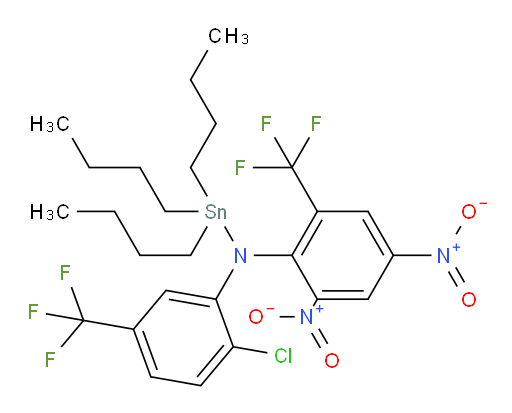 1,1,1-tributyl-N-(2-chloro-5-(trifluoromethyl)phenyl)-N-(2,4-dinitro-6-(trifluoromethyl)phenyl)stannanamine