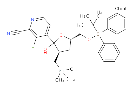 4-((3R,5S)-5-(((tert-butyldiphenylsilyl)oxy)methyl)-2-hydroxy-3-((trimethylstannyl)methyl)tetrahydrofuran-2-yl)-3-fluoropicolinonitrile