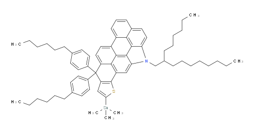 11-(2-hexyldecyl)-6,6-bis(4-hexylphenyl)-8-(trimethylstannyl)-6,11-dihydrothieno[3',2':8,9]chryseno[10,11,12,1-bcdefg]carbazole