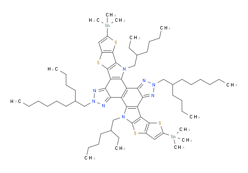 2,10-bis(2-butyloctyl)-8,16-bis(2-ethylhexyl)-5,14-bis(trimethylstannyl)-2,8,10,16-tetrahydrothieno[2'',3'':4',5']thieno[3',2':2,3][1,2,3]triazolo[4',5':4,5]indolo[7,6-g]thieno[2',3':4,5]thieno[2,3-b][1,2,3]triazolo[4,5-e]indole