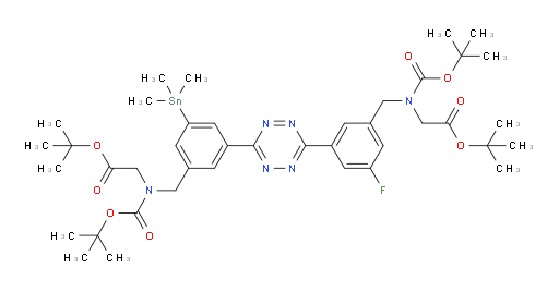 tert-butyl 2-((3-(6-(3-(((2-(tert-butoxy)-2-oxoethyl)(tert-butoxycarbonyl)amino)methyl)-5-(trimethylstannyl)phenyl)-1,2,4,5-tetrazin-3-yl)-5-fluorobenzyl)(tert-butoxycarbonyl)amino)acetate