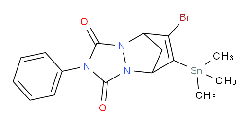 6-bromo-2-phenyl-7-(trimethylstannyl)-5,8-dihydro-1H-5,8-methano[1,2,4]triazolo[1,2-a]pyridazine-1,3(2H)-dione