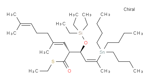 (R,E)-S-ethyl 4,8-dimethyl-2-((R,Z)-3-(tributylstannyl)-1-((triethylsilyl)oxy)but-2-en-1-yl)nona-3,7-dienethioate