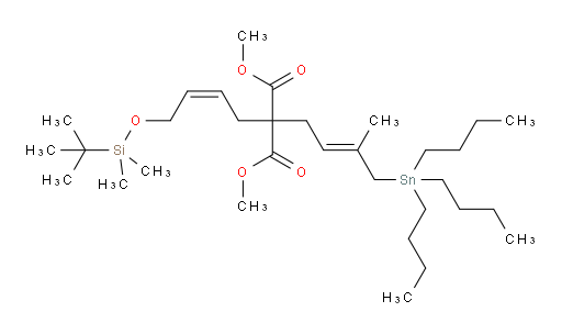 dimethyl 2-((Z)-4-((tert-butyldimethylsilyl)oxy)but-2-en-1-yl)-2-((E)-3-methyl-4-(tributylstannyl)but-2-en-1-yl)malonate