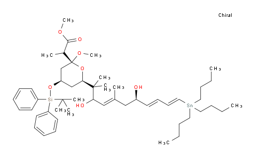 methyl 2-((2S,4R,6R)-4-((tert-butyldiphenylsilyl)oxy)-6-((4E,7R,8E,10E)-3,7-dihydroxy-2,5-dimethyl-11-(tributylstannyl)undeca-4,8,10-trien-2-yl)-2-methoxytetrahydro-2H-pyran-2-yl)propanoate