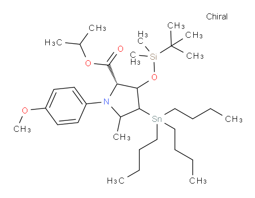(2S)-isopropyl 3-((tert-butyldimethylsilyl)oxy)-1-(4-methoxyphenyl)-5-methyl-4-(tributylstannyl)pyrrolidine-2-carboxylate