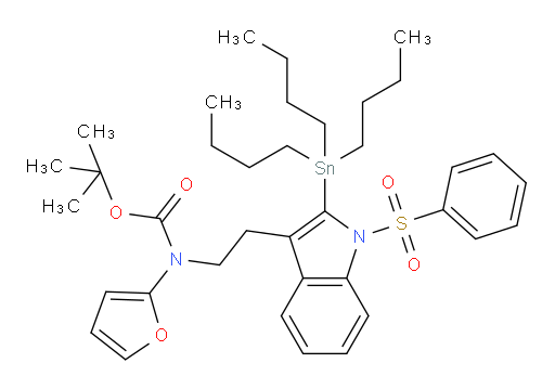 tert-butyl furan-2-yl(2-(1-(phenylsulfonyl)-2-(tributylstannyl)-1H-indol-3-yl)ethyl)carbamate