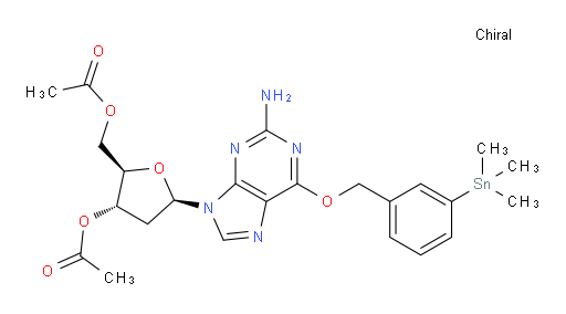((2R,3S,5R)-3-acetoxy-5-(2-amino-6-((3-(trimethylstannyl)benzyl)oxy)-9H-purin-9-yl)tetrahydrofuran-2-yl)methyl acetate